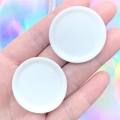 Round Dollhouse Plates | White Miniature Tableware Cabochon | Mini Dish | Doll House Food Craft (2 pcs / 35mm x 4mm)