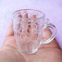 Miniature Beer Tankard Charms | Dollhouse Pint Mugs | 1:3 Scale Doll House Plastic Cup (4pcs / 30mm x 39mm)