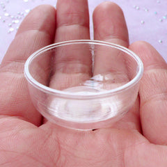 Miniature Round Plastic Bowl Charms | Mini Food Jewelry & Accessory Making (Clear / 4 pcs / 31mm x 16mm)