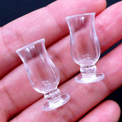 DEFECT Miniature Hurricane Glass | Dollhouse Drinking Glasses | Doll House Cocktail Glass | Mini Plastic Cups | Doll Props | Fake Tiny Food Crafts (2pcs / 11mm x 24mm / Clear)