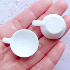 Dollhouse Coffee Cups | Miniature Teacup | Mini Tea Cup | Doll House Drink Making | Kawaii Afternoon Tea Jewellery DIY (2pcs / White / 30mm x 14mm)
