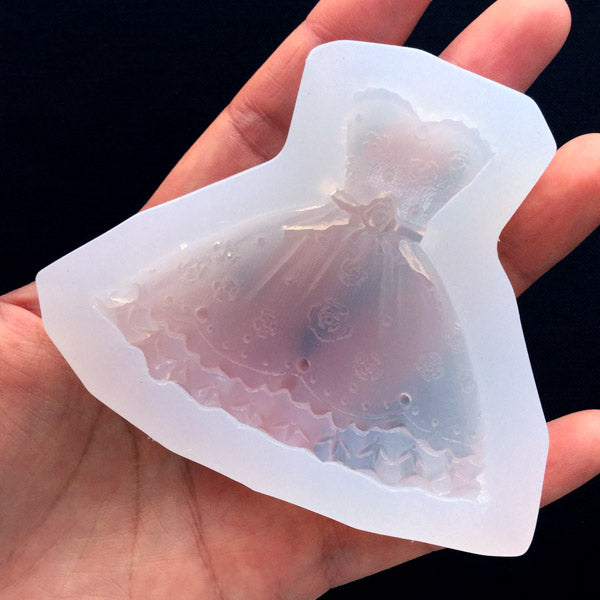 princess dress mold 3D Princess Dress Mold Wedding Dress Mold Bride Dress Mold Fondant Cake Decorating Wedding Baking Candle Soap Resin Epoxy Mold G240