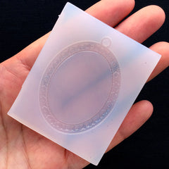 Oval Frame Charm Silicone Mold for Resin Jewelry DIY | Cameo Setting Mold | UV Resin Soft Mold | Clear Mould | Epoxy Resin Craft Supplies (39mm x 53mm)
