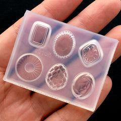 Kawaii Candy Assortment Silicone Mold (6 Cavity) | Faux Candy DIY | Sweets Decoden | UV Resin Art Supplies (13mm to 15mm)