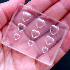 Rhinestone Flexible Molds in Heart Shape (9 Cavity) | Kawaii UV Resin Soft Mold | Nail Art Silicone Mould