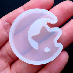 Magical Moon and Star Mold | Kawaii UV Resin Mould | Resin Cabochon Making | Mahou Kei Decoden Supplies | Flexible Silicone Mold (33mm x 35mm)