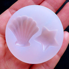 DEFECT Seashell and Star Silicone Mold (2 Cavity) | Magical Mermaid Cabochon Making | Epoxy Resin Mould | Soft Mold | Kawaii Craft Supplies