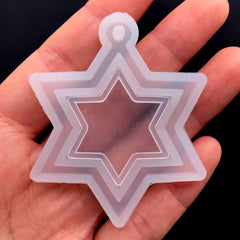 Hexagram Open Bezel Mold | Sexagram Charm Mold | Star of David Pendant Mold | Resin Jewelry Silicone Mould (45mm x 56mm)