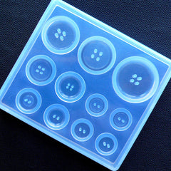Round Sewing Button Mold (11 Cavity) | DIY Resin Buttons | UV Resin Silicone Mold | Flexible Epoxy Resin Mold | Kawaii Craft Supplies | Embellishment Mold