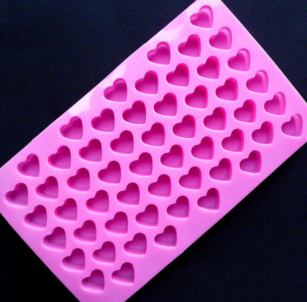 Small Heart Mold (55 Cavity) | Food Safe Silicone Mold | Flexible Mold For Epoxy Resin Crafts | Valentine's Day Decor | Wedding Supplies (15mm x 13mm)