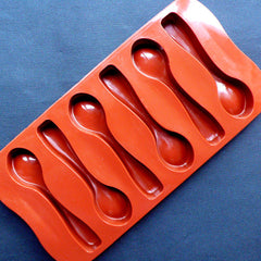 Chocolate Spoon Mold (6 Cavity) | Edible Spoon Making | Food Safe Silicone Mold | Fake Sweets Jewelry DIY | Epoxy Resin Mold (25mm x 96mm)