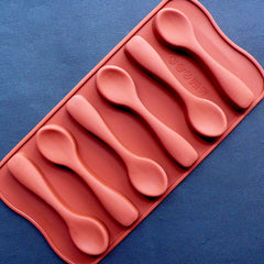 Chocolate Spoon Mold (6 Cavity) | Edible Spoon Making | Food Safe Silicone Mold | Fake Sweets Jewelry DIY | Epoxy Resin Mold (25mm x 96mm)