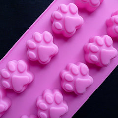 Paw Silicone Mold (10 Cavity) | Kawaii Resin Cabochon Making | Decoden Phone Case Supplies | Flexible Animal Mold | Epoxy Resin Mold | Food Safe Mould (36mm x 33mm)