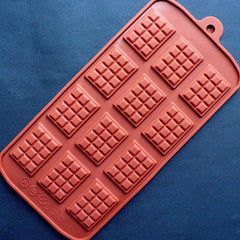 Chocolate Bar Silicone Mold (12 Cavity) | Decoden Cabochon Making | Kawaii Phone Case Deco Craft Supplies | Flexible Epoxy Resin Mould | Food Safe Mold (27mm x 38mm)