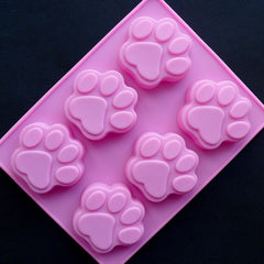 Kawaii Paw Silicone Mold (6 Cavity) | Resin Charm Making | Decoden Cabochon Mold | Animal Mould | Soap Mold | Food Safe Mold | Epoxy Resin Mold (57mm x 52mm)