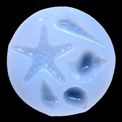 Starfish & Seashell Shttps://miniaturesweet.myshopify.com/admin/productsilicone Molds (5 Cavity) | Nutmeg Shell Mold | Horn Snail Shell Mold | Flexible Epoxy Resin Mould | Food Safe Fondant Mold