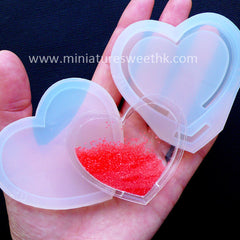 Shaker Mold in Heart Shape | Waterfall Resin Charm Making | Bezel Mold for Liquid Cabochon DIY | Kawaii Craft Supplies | Epoxy Resin Art (59mm x 51mm)