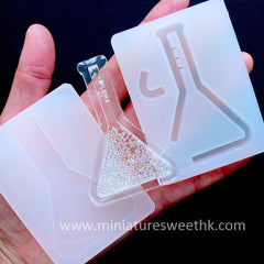 DEFECT Erlenmeyer Flask Shaker Charm Mold | Epoxy Resin Craft Supplies | Kawaii Bezel Mould for Liquid Waterfall Charm Making (43mm x 66mm)