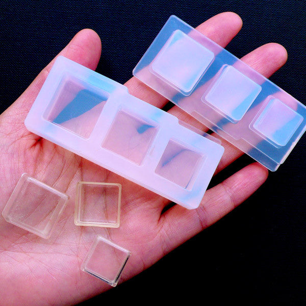 UV Resin Mold (7 Cavity) | Tag Silicone Mold | Flexible Square Mold |  Sunglasses Mold | Nerd Glasses Mold | Stamp Mold | Clear Epoxy Resin Mould  