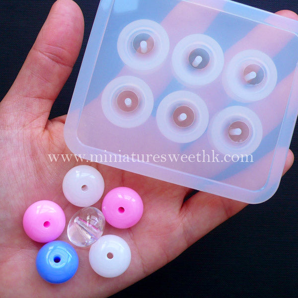 Rondel Bead Flexible Mold (6 Cavity) | Rondelle Bead Mold | Chunky Jewellery Bead Mould | Epoxy Resin Silicone Mold (16mm x 10mm)