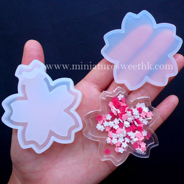 Flower Shaker Charm Silicone Mold, Sakura Resin Shaker Mold, Waterfa, MiniatureSweet, Kawaii Resin Crafts, Decoden Cabochons Supplies