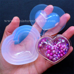 Heart Shaker Charm Mold | Liquid Resin Shaker Making | Waterfall Cabochon Mold | Clear Silicone Mould | Kawaii Craft Supplies (57mm x 47mm)