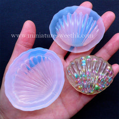 Seashell Shaker Mold | Kawaii Resin Shaker Charm DIY | Liquid Cabochon Silicone Mold | Soft Clear Mould | Epoxy Resin Craft (49mm x 41mm)