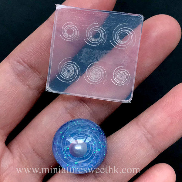 Galaxy Swirl Silicone Mold (6 Cavity), Resin Galaxy Jewelry DIY, Cle, MiniatureSweet, Kawaii Resin Crafts, Decoden Cabochons Supplies