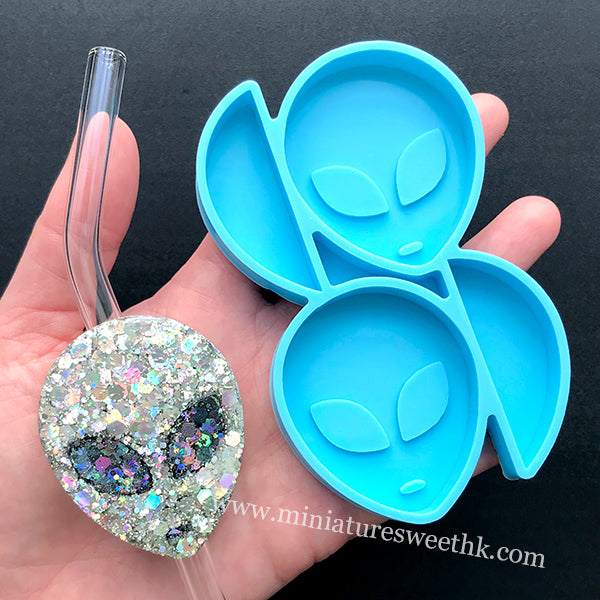 Alien Straw Topper Silicone Mold, Straw Attachment Making, Epoxy Res, MiniatureSweet, Kawaii Resin Crafts, Decoden Cabochons Supplies