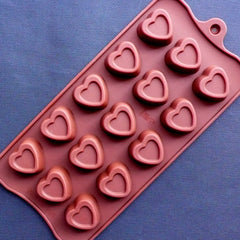 Heart Chocolate Silicone Mold (15 Cavity) | Wedding Party Supplies | Valentine's Day Mold | Heart Cabochon Mold | Epoxy Resin Mould | Flexible Food Safe Mold (28mm x 28mm)