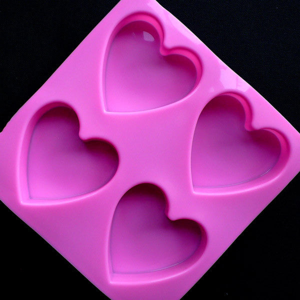 Silicone Large Heart Mold 4 Pcs Set Love Words Pattern Resin Epoxy