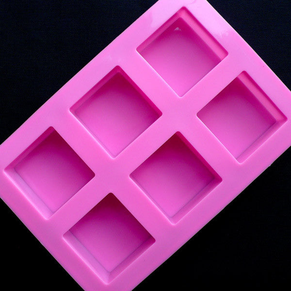 6 Cavity Rounded Square Silicone Soap Mold