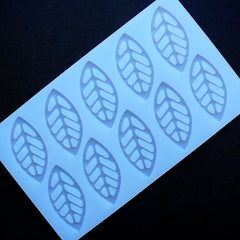 Large Leaf Silicone Mold (10 Cavity) | Hollow Leaf Outline Mold | Food Safe Mold | Flexible Chocolate Mould | Resin Mold (33mm x 68mm)