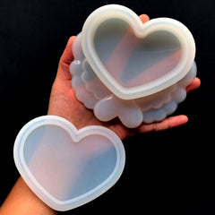 Kawaii Heart Trinket Box Mold | Winged Heart Container Silicone Mould | Resin Jewelry Box DIY | Magical Girl Craft Supplies (12cm x 10.5cm)