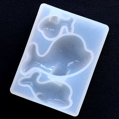 Kawaii Puffy Whale Silicone Mold (3 Cavity) | Fish Mold | Animal Mold | Clear Mould for UV Resin | Epoxy Resin Craft Supplies