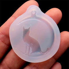 Magical Cat and Moon Silicone Mold | Luna Kitty Mold | UV Resin Jewelry Supplies | Kawaii Craft Supplies (32mm x 39mm)