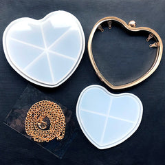 Heart Shaker Clutch Handbag Silicone Mold with Findings | Kawaii Clear Bag Making | Resin Art Supplies (16.5cm x 15cm)