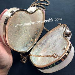 Heart Shaker Clutch Handbag Silicone Mold with Findings | Kawaii Clear Bag Making | Resin Art Supplies (16.5cm x 15cm)