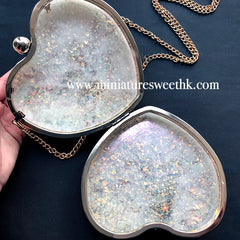 Heart Shaker Clutch Handbag Silicone Mold with Findings | Kawaii Clear Bag Making | Resin Art Supplies (16.5cm x 15cm)
