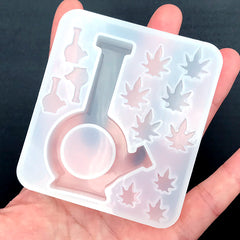 Weed Bong Shaker with Bits Silicone Mold | Pot Leaf Mould | Hemp Glass Marijuana Cannabis Mold | Resin Craft Supplies