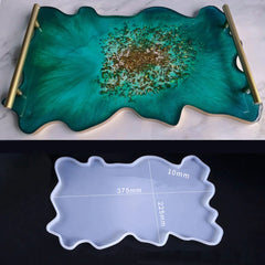 Irregular Rectangle Agate Serving Tray Silicone Mold for Resin | Big Geode Agate Serving Board DIY | Home Decoration Craft (375mm x 225mm)