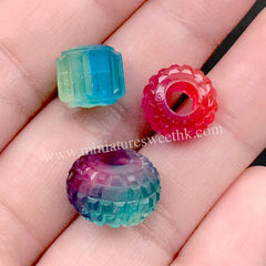 DEFECT Big Hole Bead Silicone Mold (3 Cavity) | Fluted Bead Rondelle Bead DIY | 4mm European Bead Making | Resin Jewellery Supplies