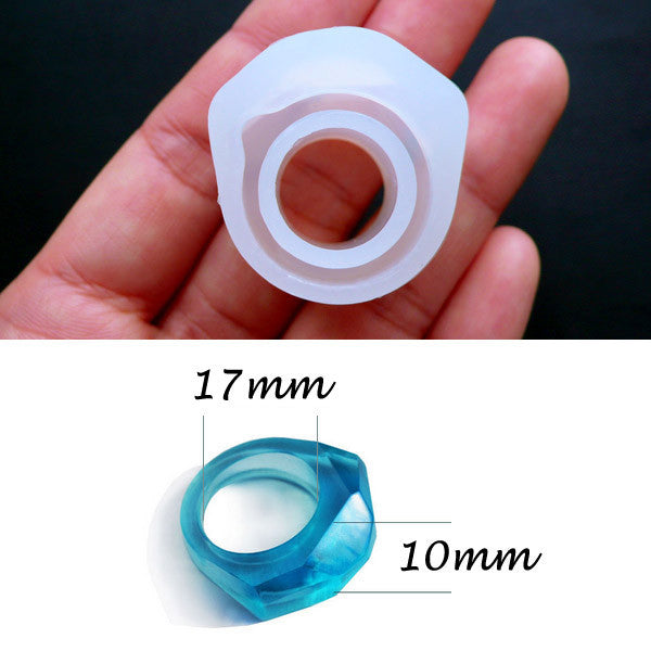 Resin Jewelry Mold, Faceted Chunky Ring Silicone Mould
