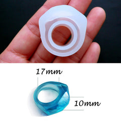 Resin Jewelry Mold | Faceted Chunky Ring Silicone Mould | Flexible Epoxy Resin Mold | Kawaii Resin Crafts | Resin Ring Making | OOAK Jewellery DIY (Size 17mm)