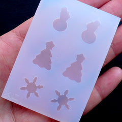 Mini Christmas Mold (6 Cavity) | Tiny Snowman Mould | Christmas Tree Mold | Snowflake Mould | Flexible UV Resin Mold | Epoxy Resin Silicone Mould | Christmas Decoration