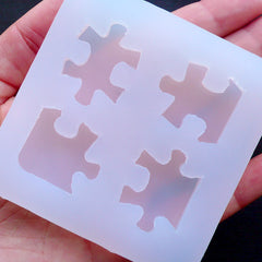 Flexible Puzzle Mold (4 Cavity) | Kawaii Silicone Mould | Resin Cabochon Mold | Autism Awareness Mold | Epoxy Resin Jewelry Mold | Decoden Mould