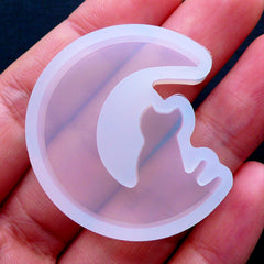 Cat and Moon Mold | Crescent Moon Mould | Flexible Resin Mold | Epoxy Resin Silicone Mould | Magical Girl Cabochon Mold | Mahou Kei Decoden (30mm x 33mm)