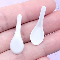 Miniature Chinese Soup Spoon | Tiny Mini Duck Spoon | Dollhouse Cutlery Supplies (4 pcs / White / 10mm x 29mm)