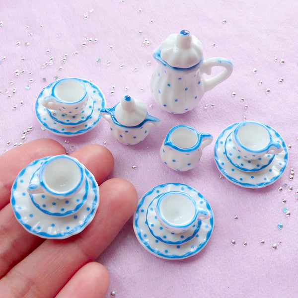 1/12 Miniature Dollhouse Porcelain Mini Teapot Snowman Tea Cup Set for  Barbies Doll Kitchen Christmas Decoration Accessories