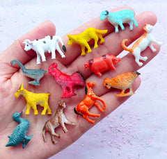 Miniature Dollhouse Farm Animal | Fairy Garden Supplies | Terrarium DIY | Baby Shower Table Scatter (12pcs / Chicken Duck Goose Cow Goat Horse Cat Dog Pig Sheep)